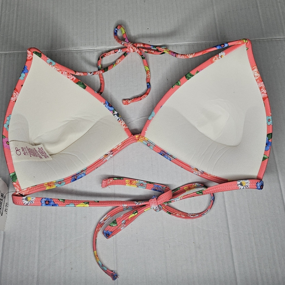 New Juniors Op Tangi Coral Field of Flowers Floral Bikini Set XL Top L Bottom - Picture 4 of 16